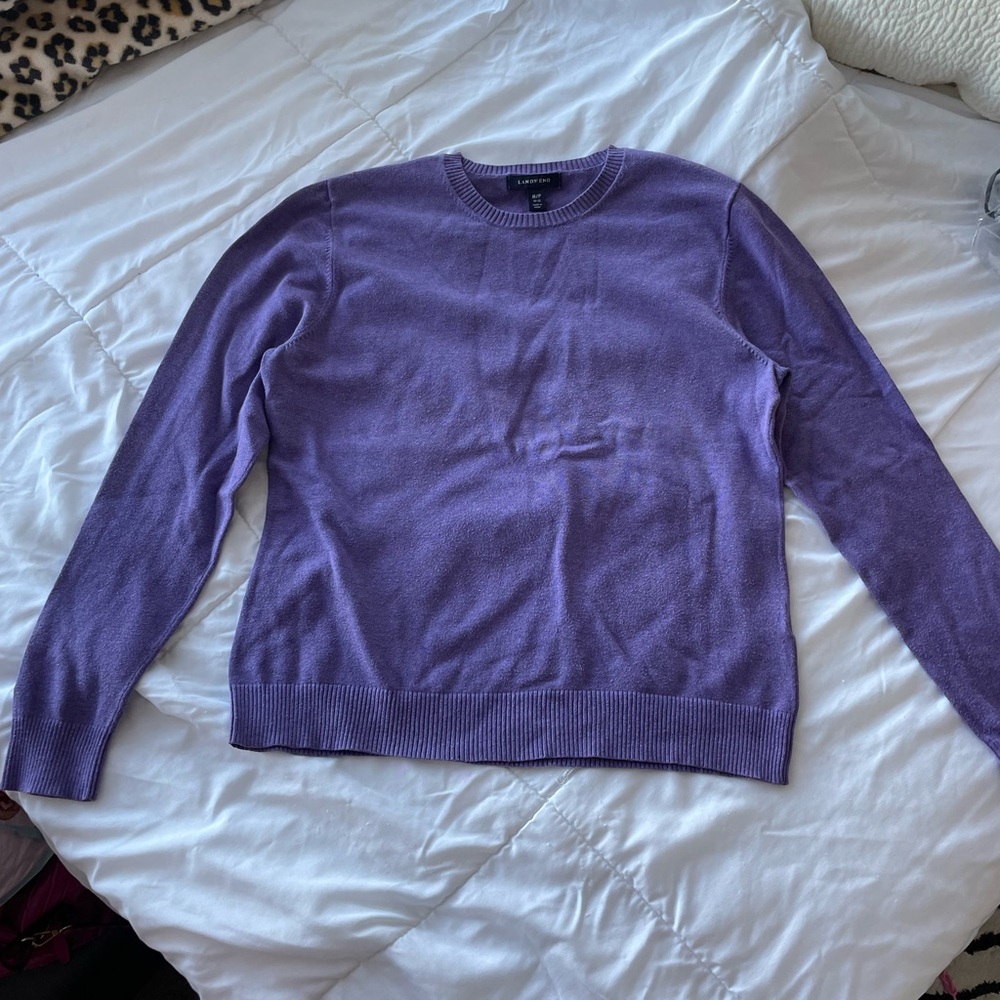 Lands' End Women’s Purple Crewneck Sweater